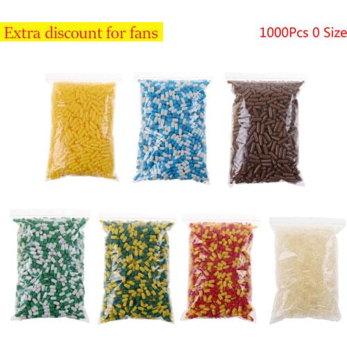 1000Pcs/bag Empty Hard Gelatin Capsule MedicineCapsule 0#Blue White/Orange White/GreenEmpty Pill