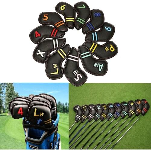 11x Magnetic Golf Iron Headcover Anti-Slip PU Head Cover Wedges Golfer Club