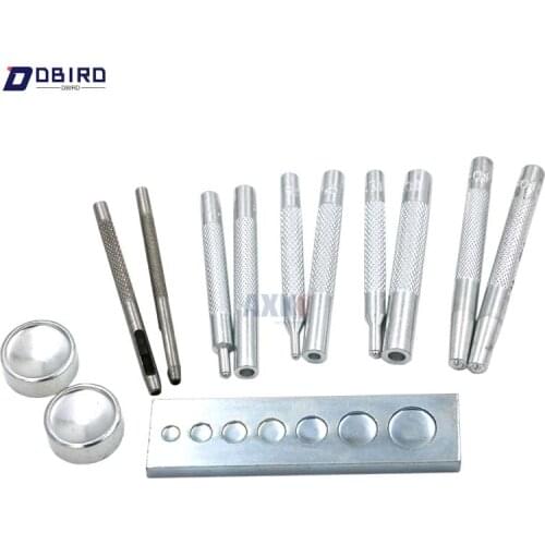 13PCS/set Metal Craft Tool Die Leather Hole Punch Snap Fastener Installation Kit Rivet Setter Base Set For DIY Leathercraft