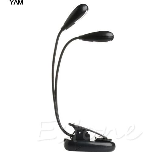 2Dual Flexible Arms 4 LED Clip-on Light Lamp for Piano Music Stand Book