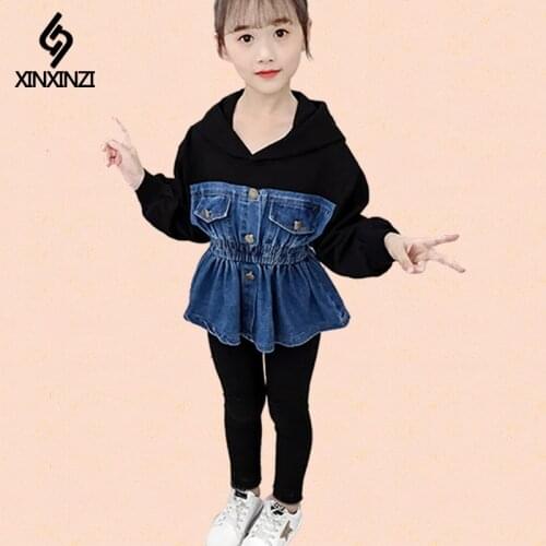 Childrens autumn wear girls clothes suits kids sports set girls jean tops + pants 2pcs for 3 5 7 8 10 years old