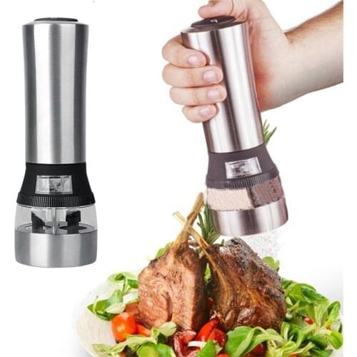 2 in 1 Pepper Grinder Stainless Steel Seasoning Salt Pepper Mill Premium Salt Shaker Herb Grinder Spice Mill Kitchen Accessories