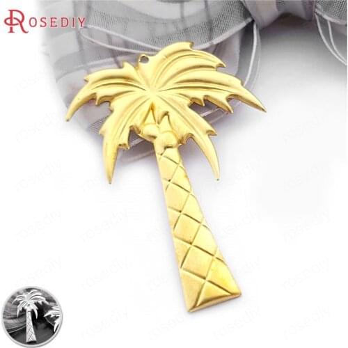 30549)10PCS 46x34MM Not plated color Brass Coconut Tree Pendants Diy Jewelry Findings Accessories Wholesale