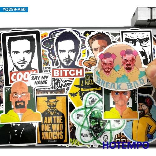 50pcs Classic TV Show Breaking Bad Style Funny Stickers for Mobile Phone Laptop Luggage Bike Car Skateboard Case Decals Stickers