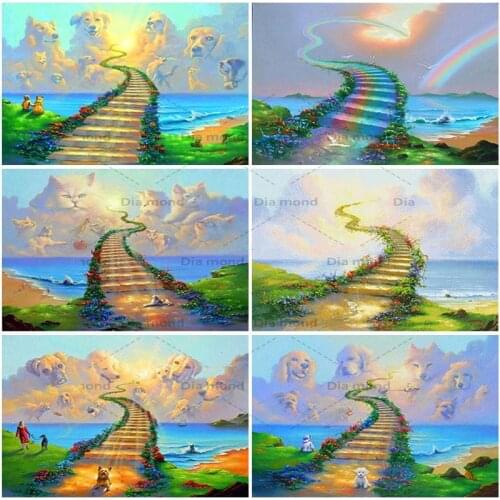 5D Diamond Painting Rainbow Bridge Full Round/Square Drill Mosaic Landscape Animal Diamond Embroidery Cross Stitch Home Decor