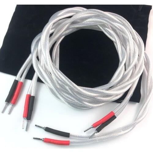 Audiophile Speaker Cable 12 Core 7N OCC Copper Silver Plated HiFi Audio Line Banana to Y Spade Plug
