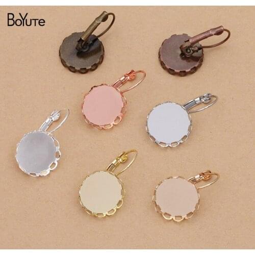 BoYuTe (50 Pieces/Lot) Fit 10-12-14-16-18-20MM Round Cabochon Earring Base Blank Tray Settings Diy Jewelry Findings Components