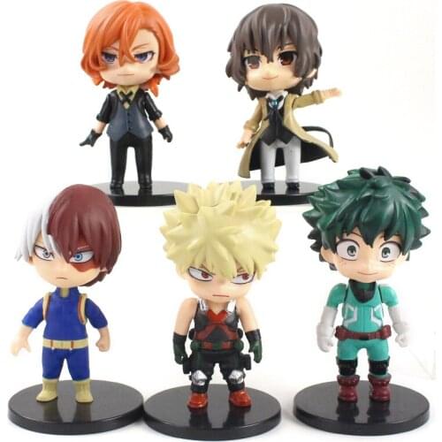 5pcs My Hero Academia Anime Figure Midoriya Izuku Todoroki Shoto Bakugo Katsuki Nakahara Chuya Bungo Action Figures Model Toys
