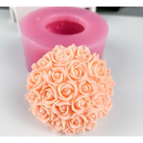 HC0297 PRZY Mold Decoration Plant Molds Peony Flowers Molds Silicone Rose Ball Soap Flower Candle Moulds Bouquet Making Clay