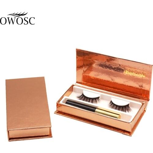 OWOSC 5D Mink False Eyelash Magnetic Eyelashes Magnet Eyeliner Waterproof Liquid Long Lasting Extension Makeup Custom Logo Box