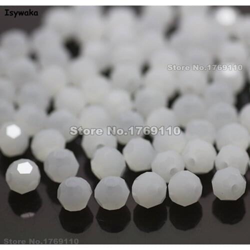 Isywaka Non-hyaline White Color 100pcs 4mm Round Austria Crystal Bead Ball Glass Bead Loose Spacer Bead for DIY Jewelry Making