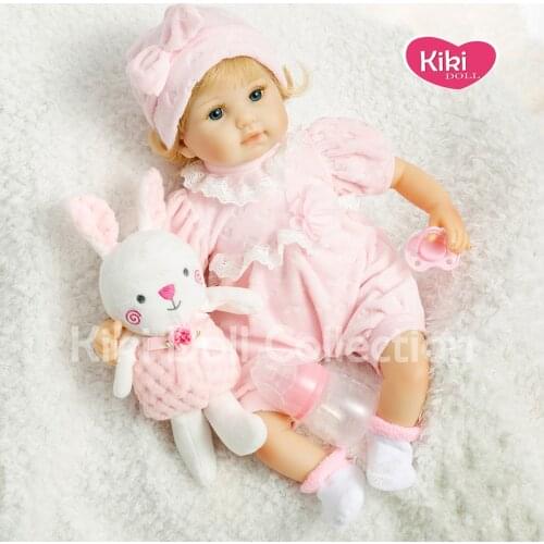 Bebes reborn Baby Dolls Soft Realistic Silicone Vinyl Weighted Body with bunny toy Hot Sale Blonde Lifelike Kiki Doll