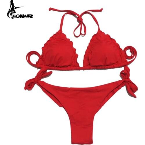 EONAR Women Swimsuit 2020 Ruffle Push Up Top Bikini Brazilian Cut Bottom Bikini Set Maillot De Bain Femme Swimwear Bathing Suit