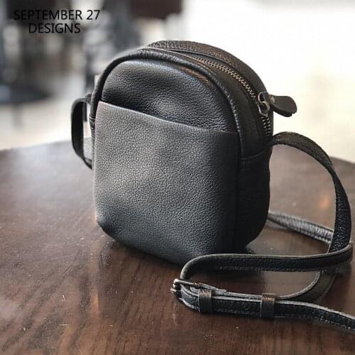 New Fashion Ladies Mini Satchels Genuine Leather Women Casual Small Shoulder Messenger Cell Phone Bag Simple Crossbody Pack