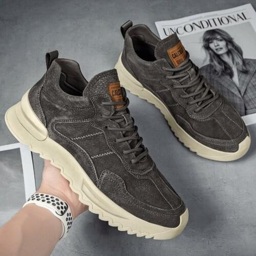 Fashion Comfortable Mens Casual Shoes Outdoor Shoes Sneakers Student Tenis Wear-resistant Pig Leather Sneakers Sports Hiking