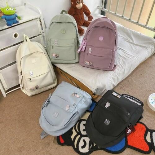 Fashion Womens Backpack Summer New Solid Color School Bag For Girls Nylon Large Waterproof Student School Backpack