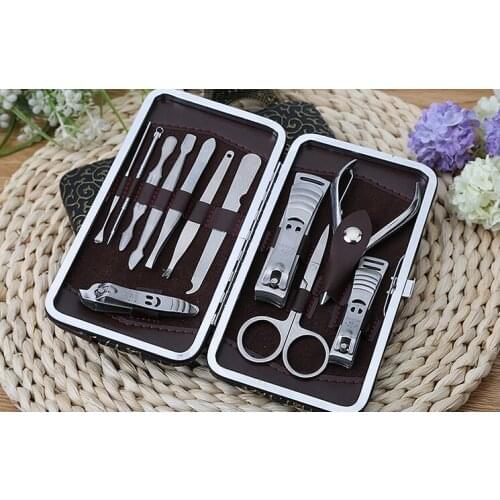 12 in 1 set Nail Care Set Pedicure Scissor Tweezer Knife Ear pick Utility Manicure Tools Nail Clipper Kit jk17