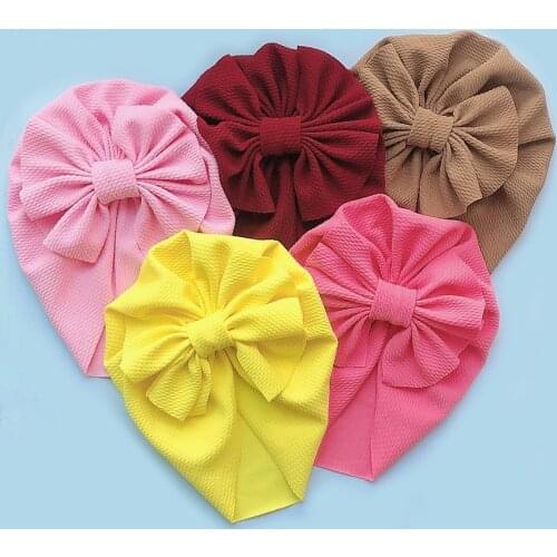 Bulk 24pc/lot 2020 New Baby Boys Girls WaffleBows Turban Hats Toddler Waffle Beanies Hat Caps For Newborn Kids Headwear