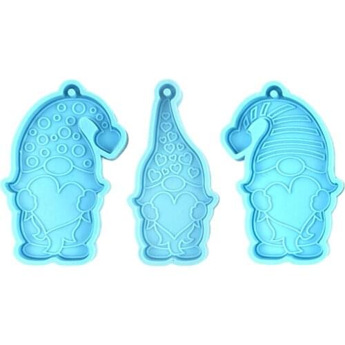 2021 New Keychain Epoxy Resin Mold Dwarfs Valentines Day Keyring Casting Silicone Mould