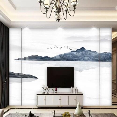 Milofi new Chinese ink landscape professional custom large wallpaper mural bedroom living room background wall