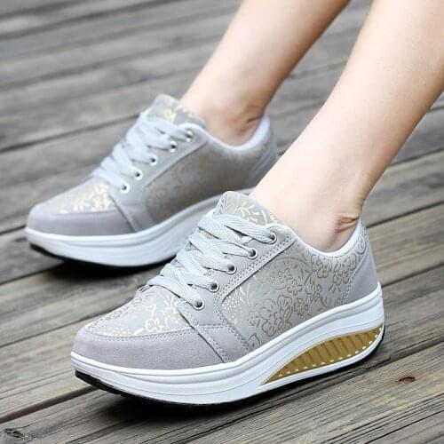 Slimming shoes women fashion leather casual shoes women Fitness Lady Swing Shoes Summer Factory Whose Top quality