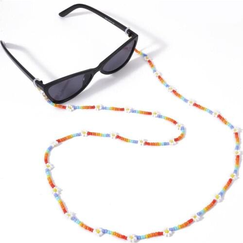 New Daisy Flower Colorful Beads Chain Eyeglasses Cord Reading Glasses Sunglasses Anti Slip Strap Holder Neck Accessories