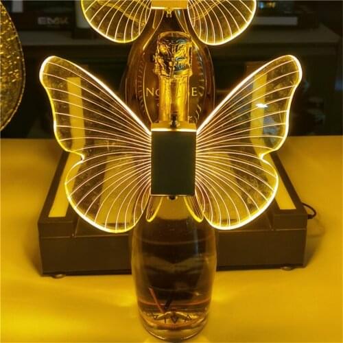 Rechargeable Strobe Baton Butterfly Flash Sticks LED Flashing Champagne Wine Bottle Topper Service Sparkler for Party Bar Club