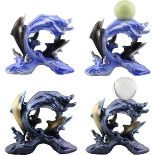 Ocean Wave Dolphin Figurine Display Stand for Crystal Glass Lens Ball Divination Photography Lensball Base 60 80mm Sphere Holder