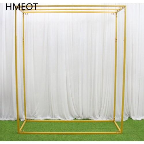 Wedding Arch Props Retractable Free Metal Frame Balloon Arch Decor Artificial Flowers Geometric Stand Frame Party Stage Display