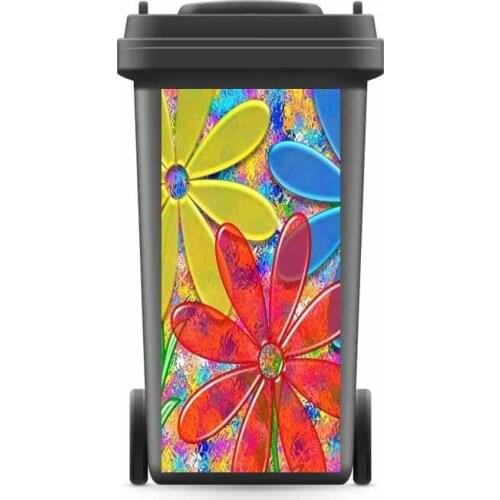 DIY Creative Rubbish Bin Sticker Colorful Flowers Wallpaper mural Wall Print Decal Removable Photo self adhesive Gift