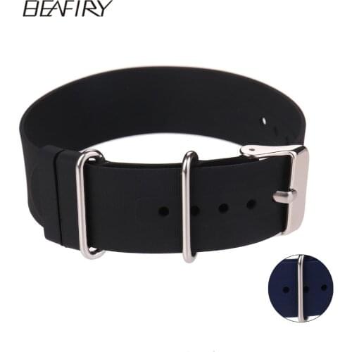 BEAFIRY Silicone Nato Zulu Watch Band Straps Black Blue 18mm 20mm 22mm