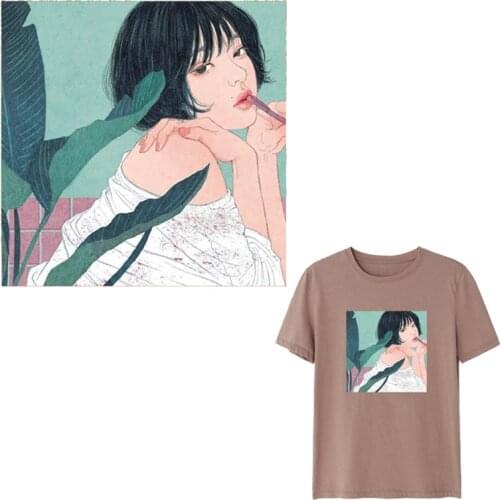 Heat Transfer Vinyl Flower Beautiful Patches Iron On Transfer For Clothing Fashion Girl Stripes Thermal Stickers On Clothes