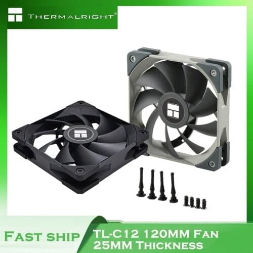 Thermalright PC Parts Computer Case MOD 120mm Quiet PWM Cooling Fan CPU Cooler Radiator 25mm thick,No light,Black White TL-C12