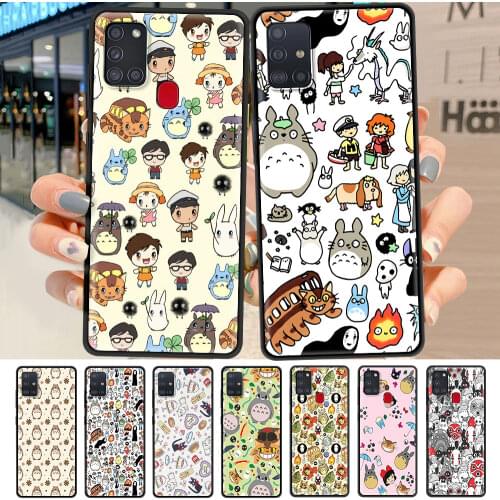 Mobile Phone Case For Samsung Galaxy A51 A71 A12 A21s A31 A52 A32 5G A41 A02s A11 Black Stylish Protect Cover Japan Anime Totoro
