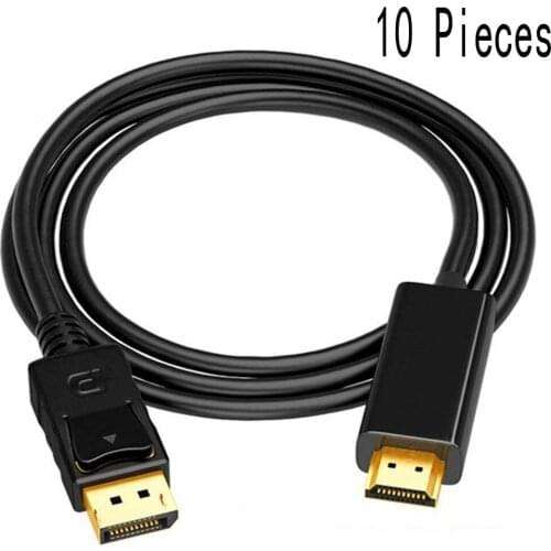 10 pcs high quality 6ft display port Displayport Male DP to HDMI Male Cable Adapter Converter for Dell PC Laptop HD Projector