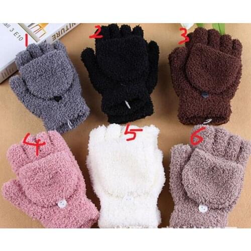 120pairs/lot women new fashion Coral Velvet Fingerless Gloves/coral fleece half finger gloves with cover 6 color for choose