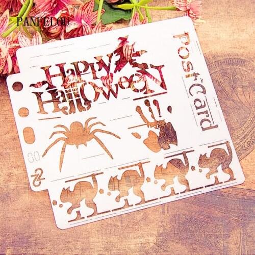 14x13cm Halloween scrapbook stencils spray plastic mold shield DIY cake hollow Embellishment printing lace ruler