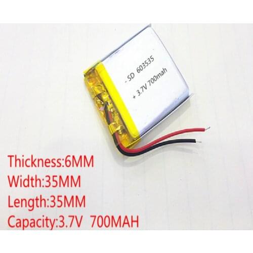 3.7V 700mAh 603535 Lithium Polymer LiPo Rechargeable Battery For Mp3 Mp4 Mp5 DIY PAD DVD E-book bluetooth headset