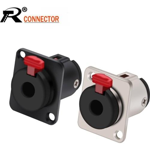 4pcs/lot 6.35mm Jack 1/4 inch Stereo TRS Female Jack Socket 2-hole Panel Mount Audio Microphone MIC Cable Terminal Chassis