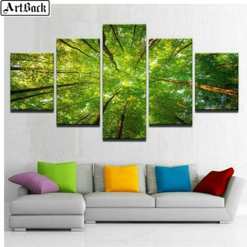 5d diy diamond painting tree landscape full square diamond mosaic handicraft home decoration 5pcs