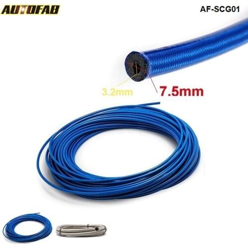 50M Auto Stainless Steel Braided hoses Fuel Oil Line Hose For Handbrake Hose track drift racing (Blue,Silver) AF-SCG01