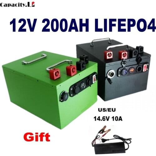 12v lifepo4 battery pack lithium iron phosphate 12v 200ah rechargeable battery with BMS for RV solar Camping and motor