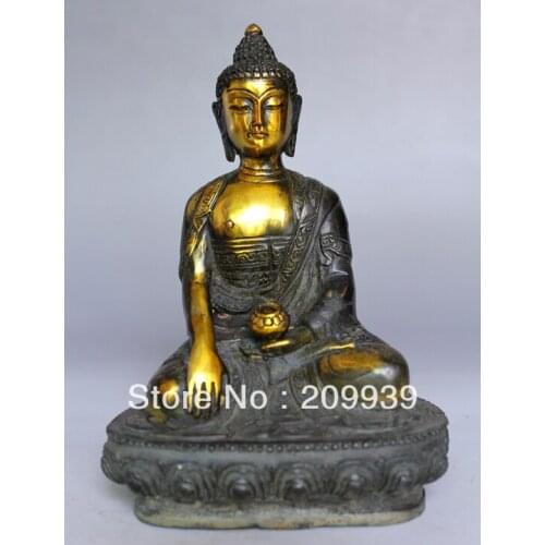 Bir 001044 Rare Old Collectable Tibet Pure bronze Buddhism Buddha Sakyamuni Buddha Statue