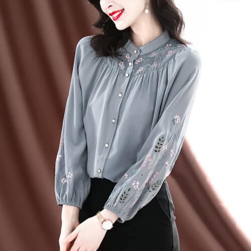 Blouse Women Shirt StCollar Silk Womens Spring 2021 Long-Sleeved Top Blusas Mujer De Moda
