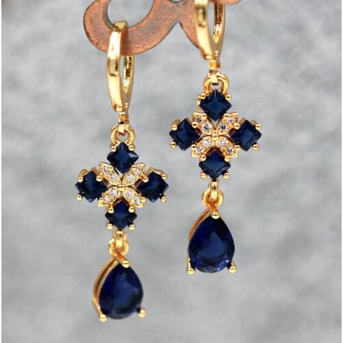 New Statement Bohemian Earrings For Women Luxury Jewelry Accessories Water Drop Earrings Gold Colorful Zircon Dangle Earrings