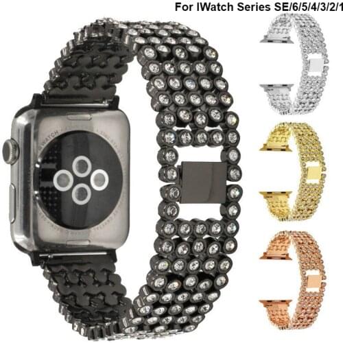Luxury Diamond Steel Strap for IWatch Series 6/SE/5/4/3/2 Women Bracelet for Apple Watch Bands 44mm 42mm 38mm Wrist Accessories