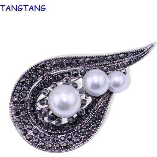 New Black Brooch Rhinestone Handmade Geometry Exaggerated Glamour Brooch Pin Refined Women Men Suit Accessory, Item NO.: BH8176