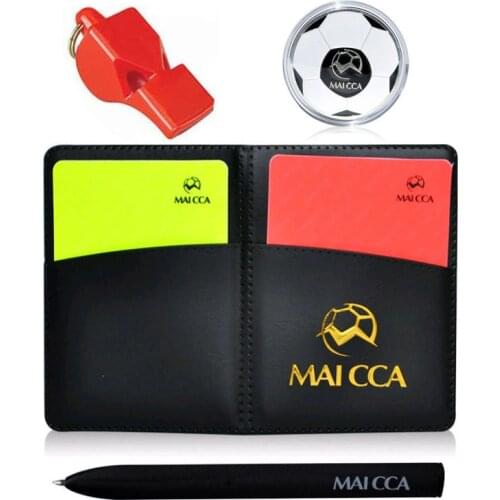 Football Referee Card Case with Pen Red Yellow Card Whistle Sport Soccer Referee Wallet Notebook Sets Professional Equipment