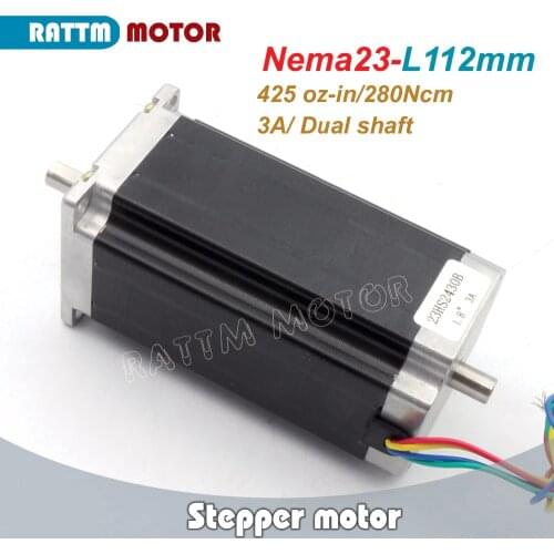 CNC stepper motor Nema23 L112mm (Dual shaft) 425 Oz-in 3A 23HS2430B