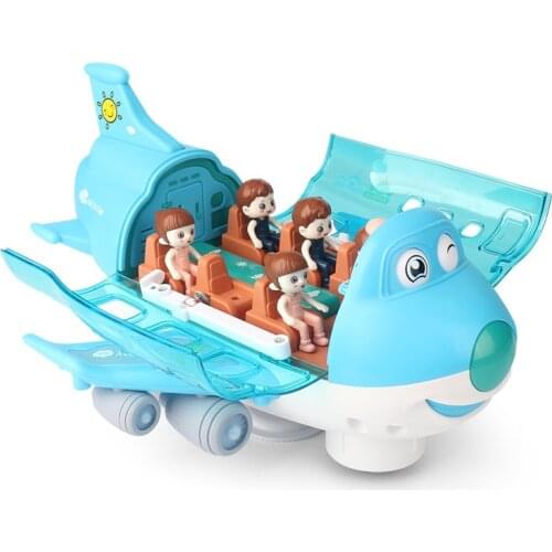 Childrens big toy airplane universal simulation model luminous music 360-degree rotating childrens electric toy airplane gift